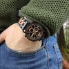 Luxuriöse Holzuhr Miami – Schwarze Chronographenoptik mit Holzrand