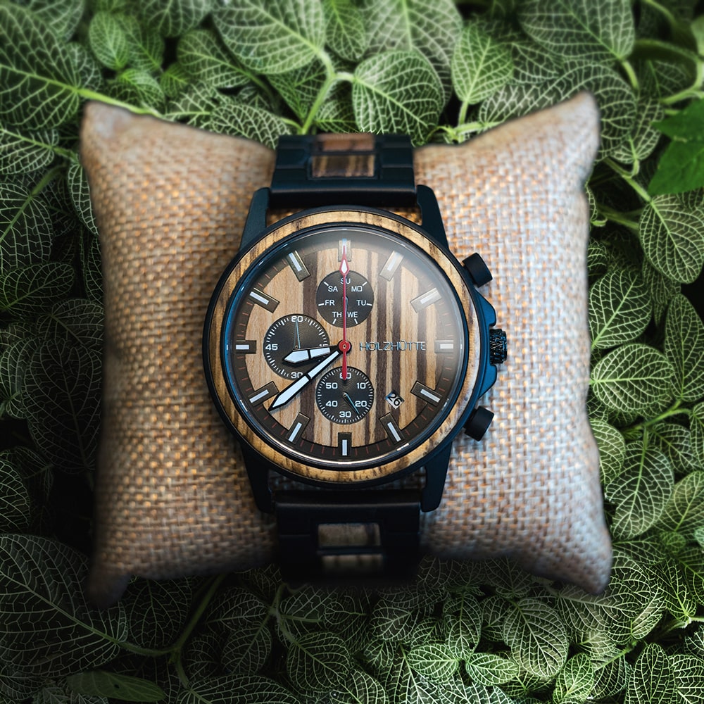 Nachhaltige Herrenuhr - Chicago Modell mit Holz-Details