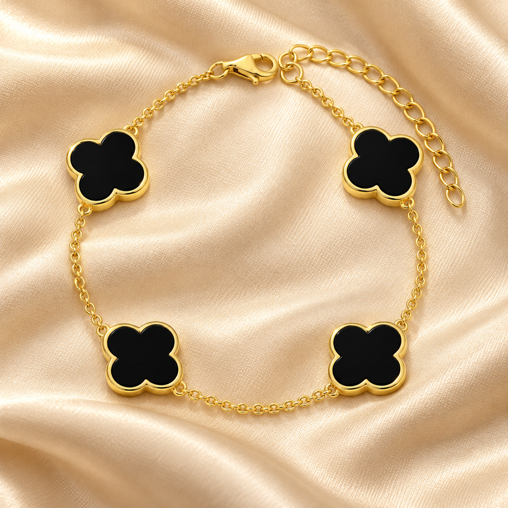 Onyx-Kleeblatt-Armband Siena