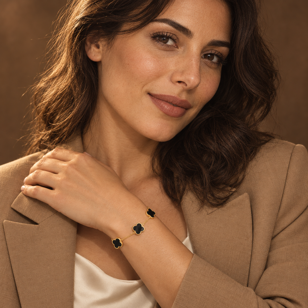 Onyx-Kleeblatt-Armband Siena
