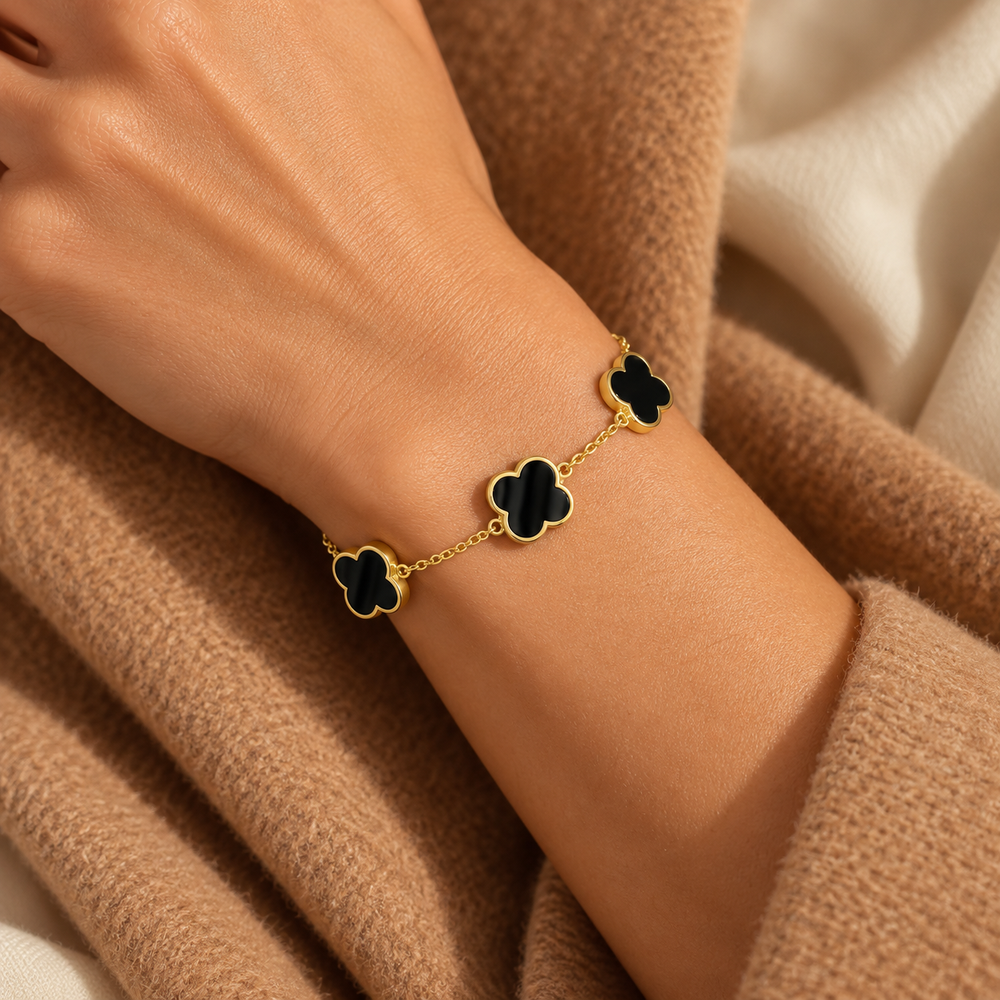 Onyx-Kleeblatt-Armband Siena