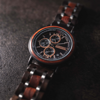 Chronograph schwarze Holzarmbanduhr für Herren