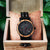 Schwarze Holzarmbanduhr Chronograph für Frauen