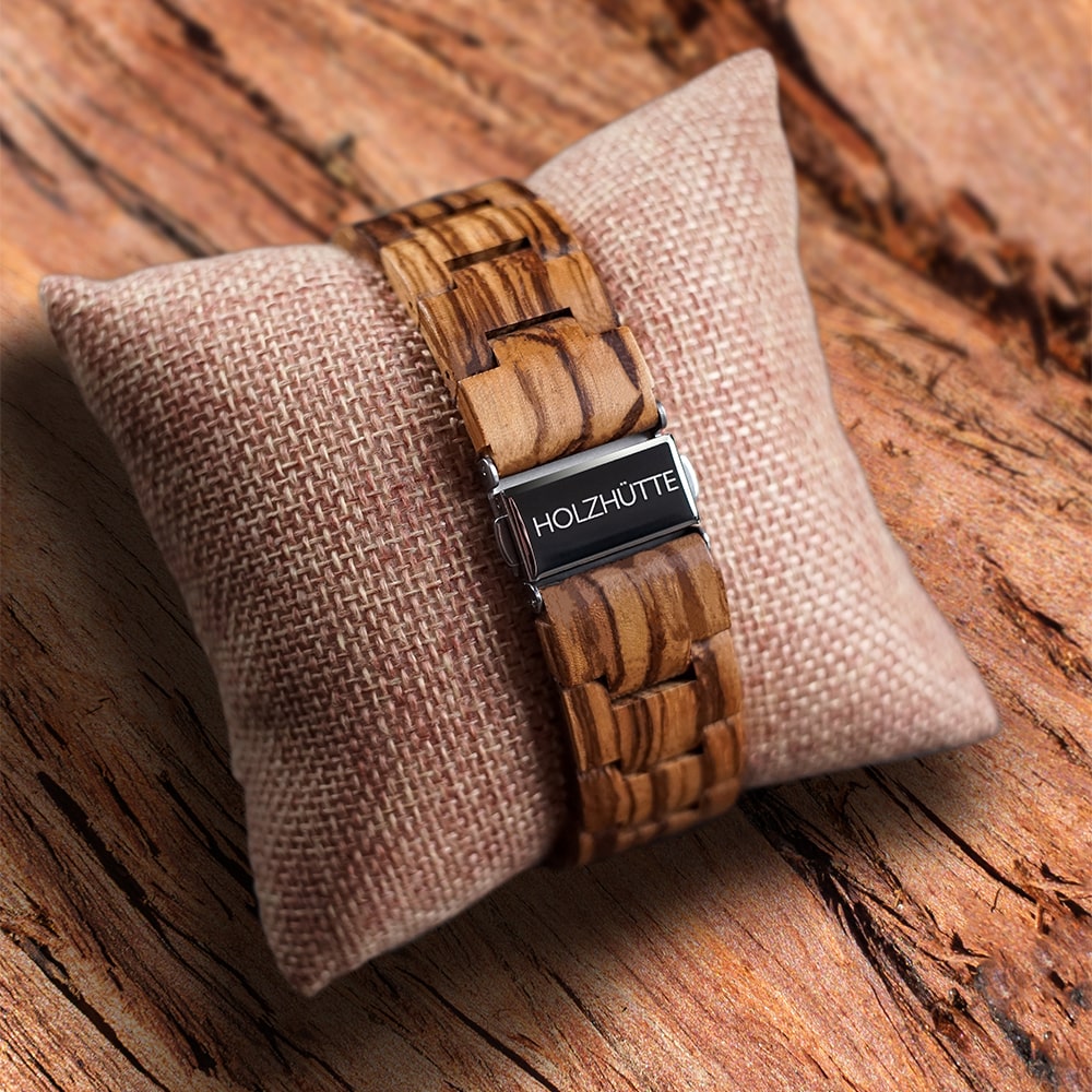 Richmond Armbanduhr – Dunkles Zifferblatt mit Holzarmband