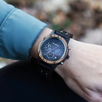 Schwarze Holzarmbanduhr Chronograph für Frauen